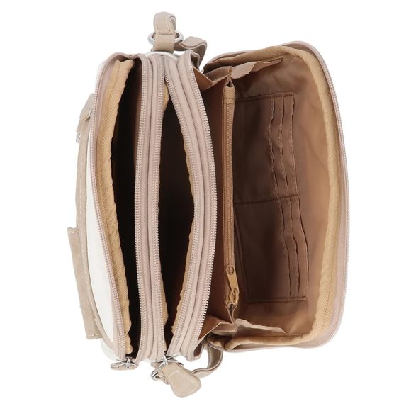 North South Mini Zip Around Crossbody Bag, White/Biscotti :P - Picture 3 of 5